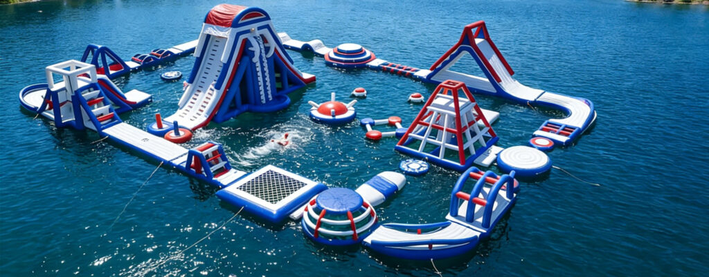 Inflatable Water Park on lake