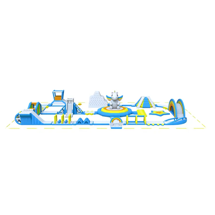 40m × 25m Giant Unicorn Theme Inflatable Water Park | Commercial Rainbow Obstacle Course for Resorts - Image 4