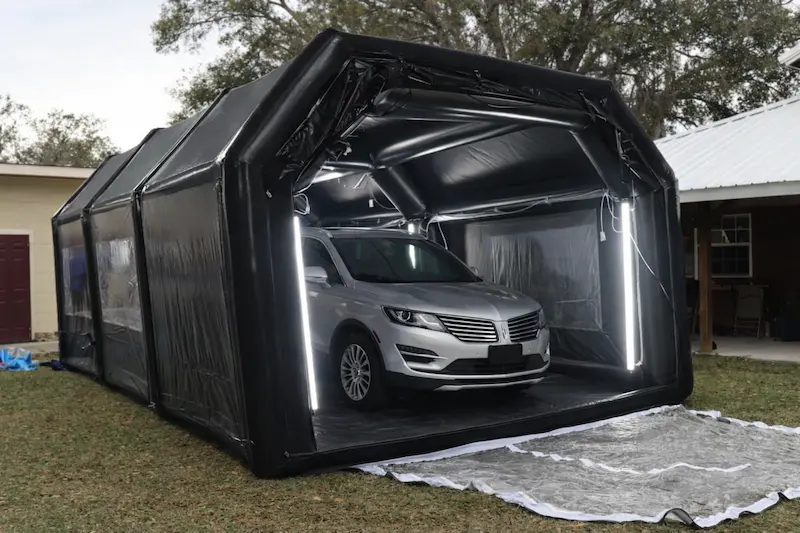 Airtight inflatable tent for car storage paint booth
