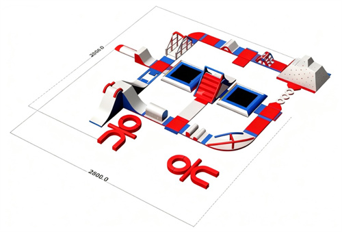 20m x 20m Commercial Inflatable Water Park with Dual Trampolines - Floating Aqua Obstacle Course - Image 3