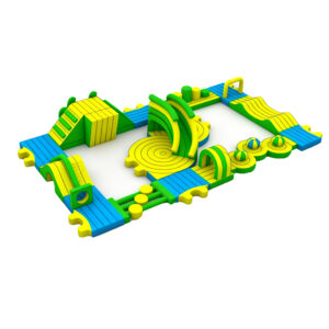 Commercial Grade Kids Inflatable Water Park – 16x9.5m Floating Aqua Obstacle Course for Resorts & Pools