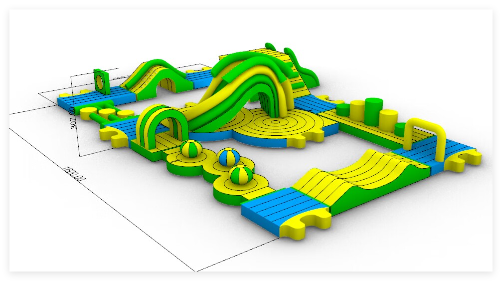Commercial Grade Kids Inflatable Water Park – 16x9.5m Floating Aqua Obstacle Course for Resorts & Pools - Image 3